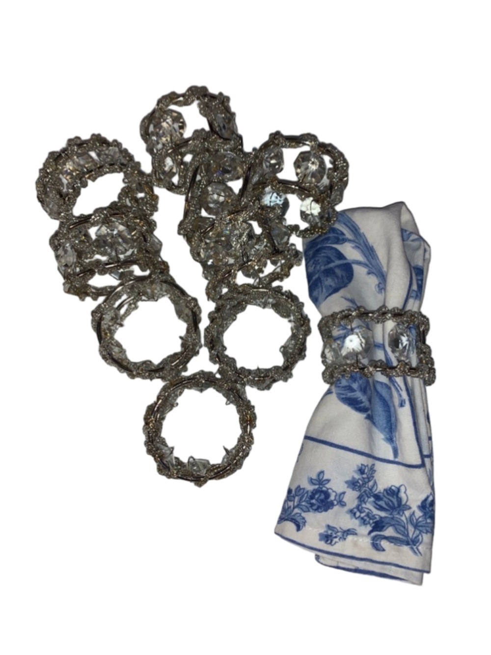 Unbranded Silver & Clear Crystal Napkin Rings Set of 10 One Size
